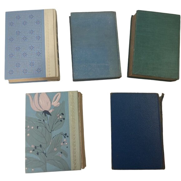 5 Vintage BLUE Books Primitive Rustic Farm Home Decor Staging Prop Library Lot - Picture 3 of 8